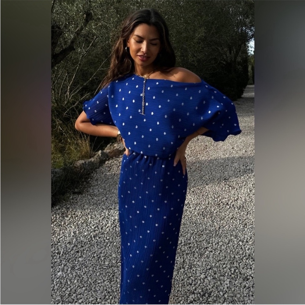 NWT NEVER FULLY DRESSED TILLY PLISSE DRESS - BLUE